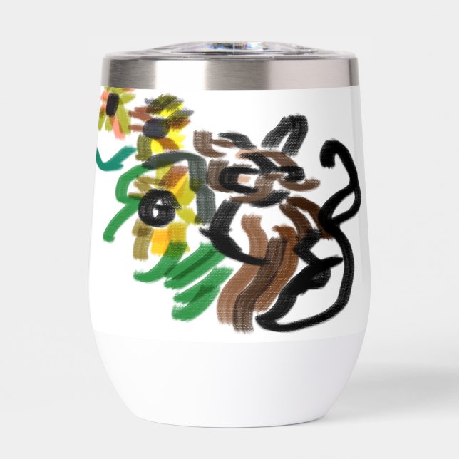 Cat sunflowers  thermal wine tumbler (Front)