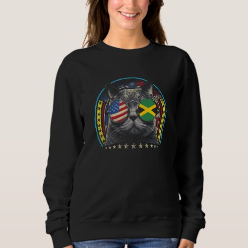 Cat Sunglasses Jamaica Us Flag Roots Jamaica Ameri Sweatshirt