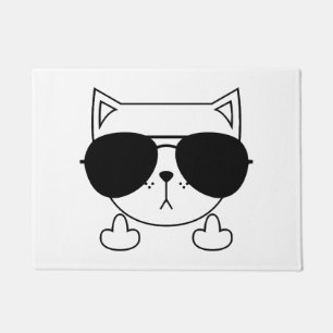 Cat Sunglasses Middle Finger Doormat