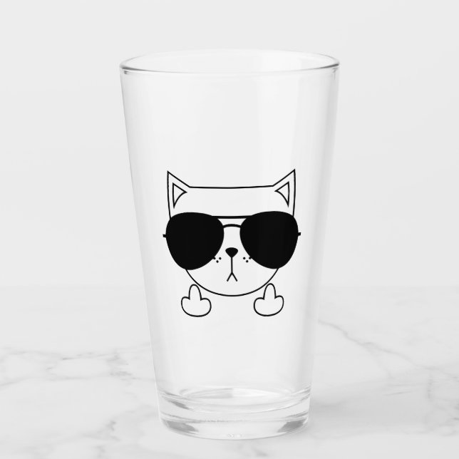 Cat Sunglasses Middle Finger Glass (Front)