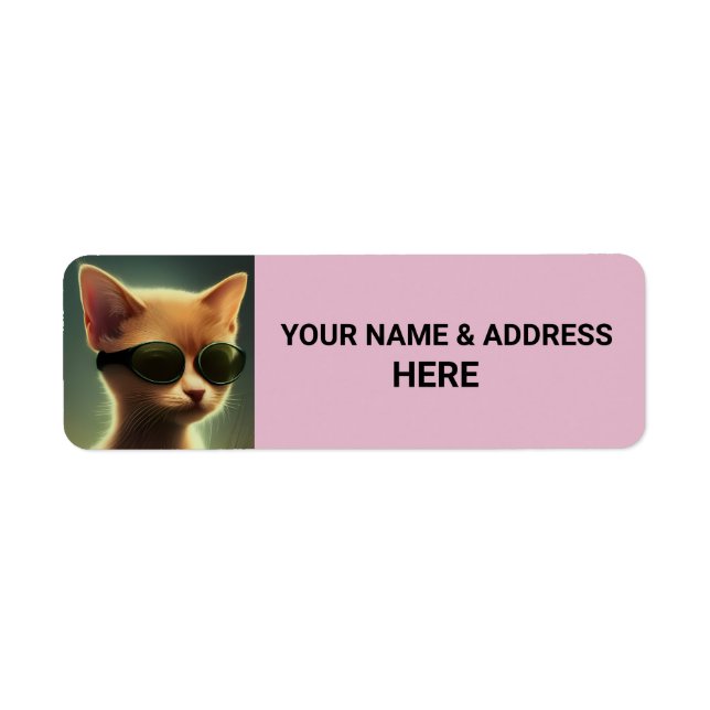 CAT SUNGLASSES PINK Return Address Labels (Front)