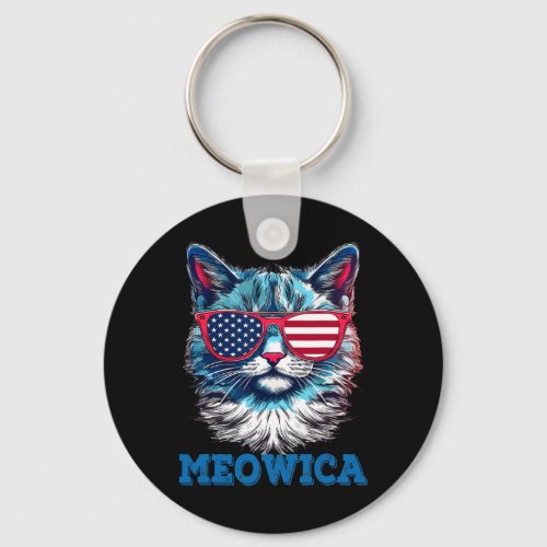 Cat Sungles American Flag 4th Of July Meowica  Keychain