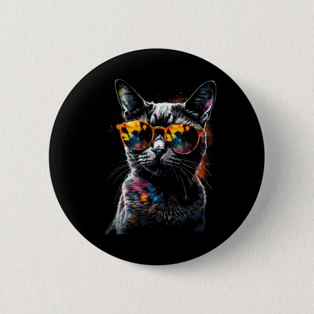 Cat Sungles - Pet Animal Art Cat  Button (Front)