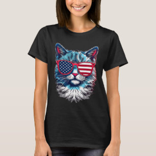 Cat Sungles Usa Flag 4th Of July Cat Graphic T-Shirt