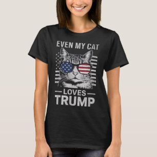 Cat Sungles Usa Flag Even My Cat Loves Trump T-Shirt