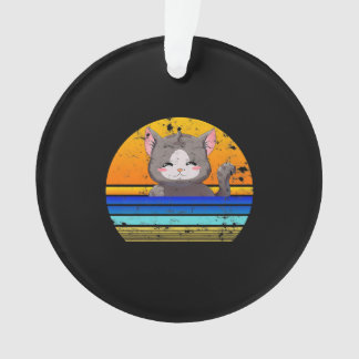 Cat Sunset Retro 80s Style | Vintage Gift Ornament