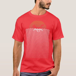 Cat Sunset Swimming Beach Summer by Tobe Fonseca T-Shirt