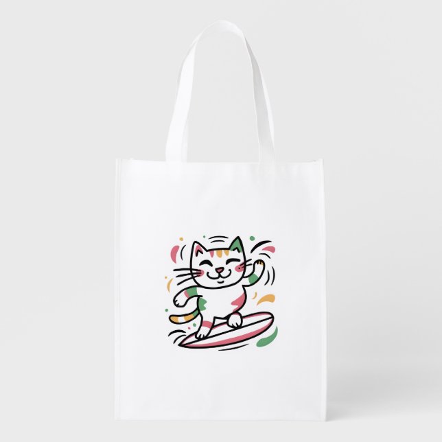 Cat surf grocery bag (Front)