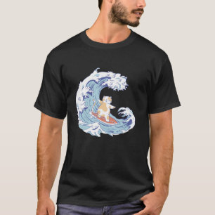 Cat Surfer ocean wave Kitty Retro Anime Japan T Sh T-Shirt