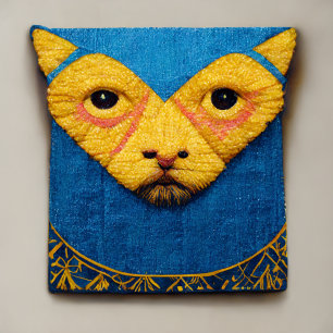 Cat surrealism vintage Tapestry Ukrainian design Accent Pillow