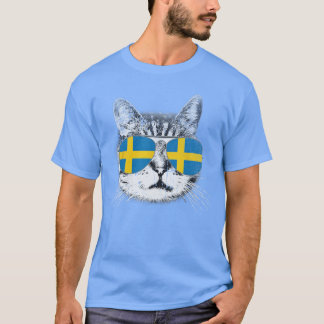 Cat Swedish Sweden Flag Country Pride Men Women Gi T-Shirt