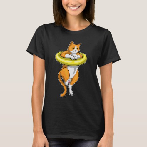 Cat Swimming Swim ring T_Shirt