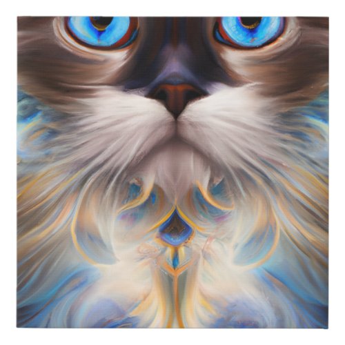 CAT Symmetrical Features Focused Eyes Full Faux Canvas Print