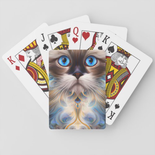 CAT Symmetrical Features Focused Eyes Full Poker Cards