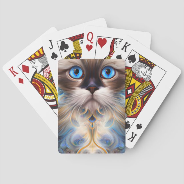 CAT Symmetrical Features Focused Eyes Full Poker Cards (Back)