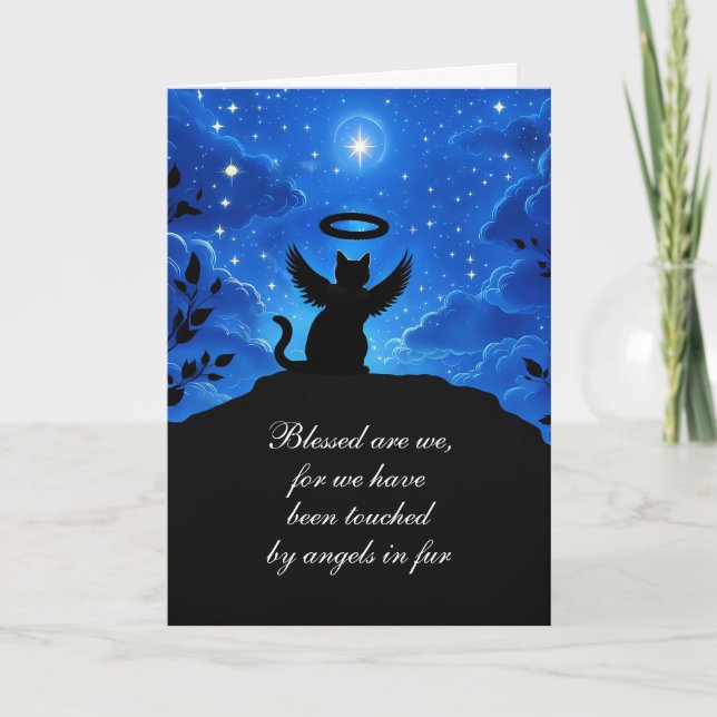 Cat Sympathy Angel Cat Looking at the Heavens Card (Front)