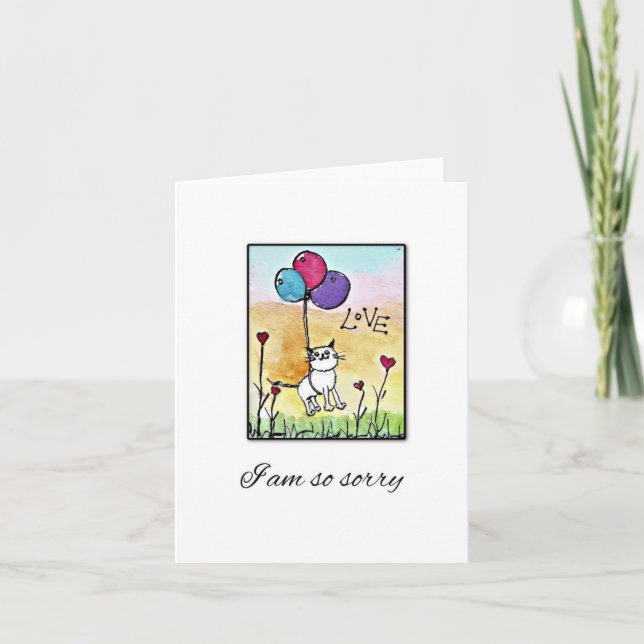 Cat Sympathy Card, I Am So Sorry, Pet Loss Card (Front)