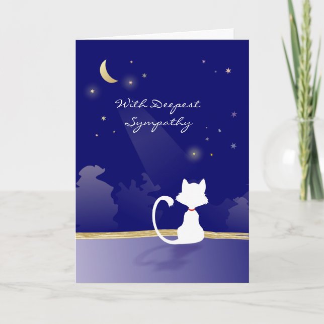 Cat Sympathy Card - Moon and Stars (Front)