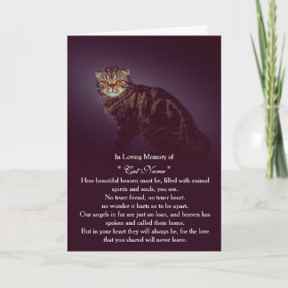 Cat Sympathy Card Personalized photo Pet Memorial