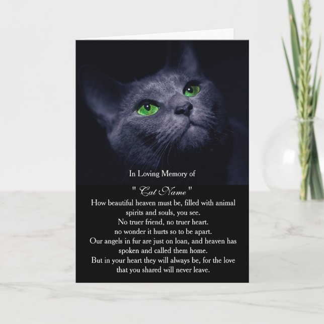 Cat Sympathy Card Personalized photo Pet Memorial (Front)
