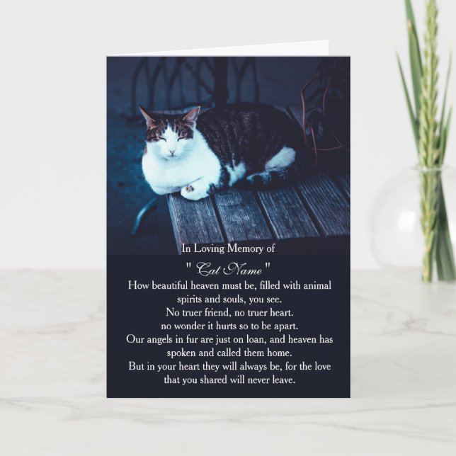 Cat Sympathy Card Personalized photo Pet Memorial (Front)