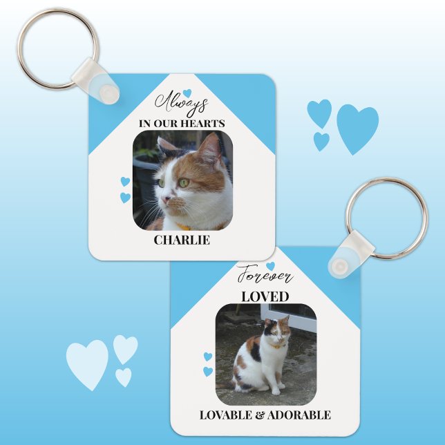 Cat Sympathy Keepsake Pet Memorial blue Keychain (Creator Uploaded)