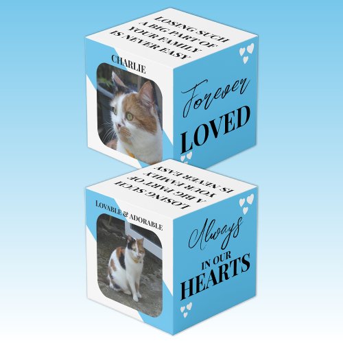 Cat Sympathy Keepsake Pet Memorial blue photo Cube