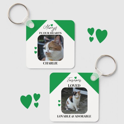Cat Sympathy Keepsake Pet Memorial green Keychain