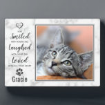 Cat Sympathy Keepsake Pet Memorial Plaque<br><div class="desc">Celebrate your best friend with a custom unique pet cat memorial plaque in a marble design . This pet memorial photo display plaque is the perfect gift for yourself, family or friends to honor those loved . We hope your pet photo keepsake will bring you joy , peace , and...</div>