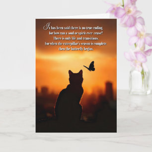 Cat Sympathy with Silhouetted Cat and Butterfly  Card