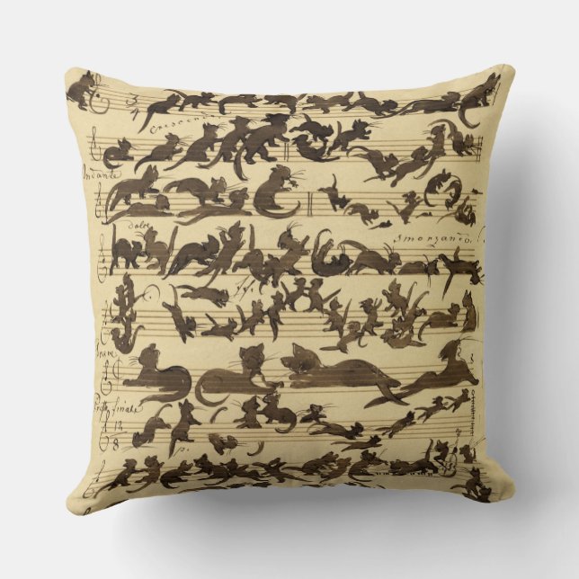 Cat Symphony, 1868 by Moritz von Schwind Throw Pillow (Back)