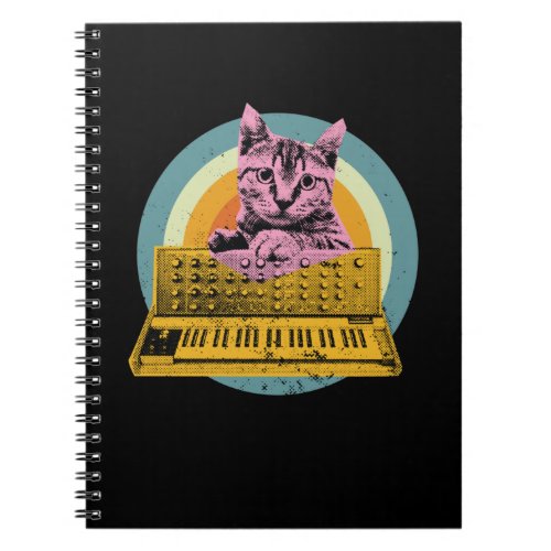 Cat Synth Keyboard Analog Drum Machine Synthesizer Notebook