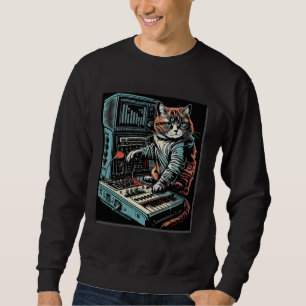 Cat Synthesizer Analogue Synth Vintage Studio Gear Sweatshirt