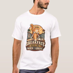 Cat T-Shirt - Breakfast Begins When I Arrive