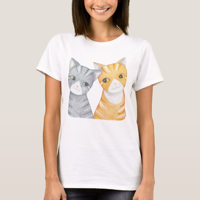 Cat T-shirt Orange Tabby Gray tabby Cats T-shirt (Front)