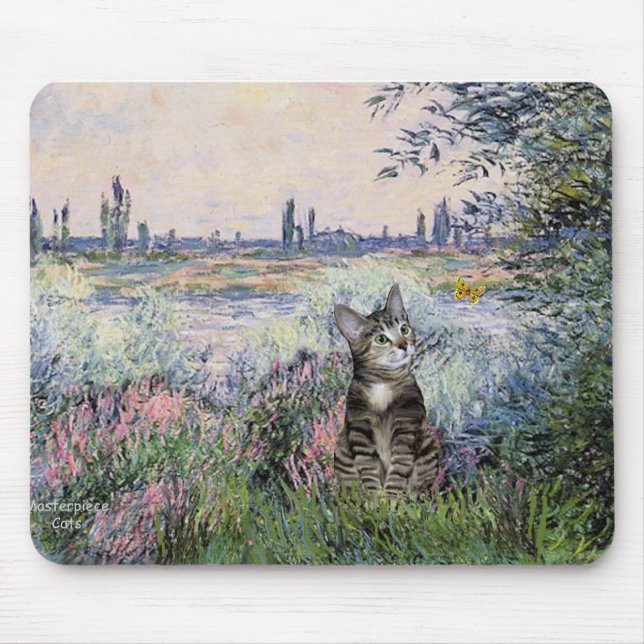 Cat (Tabby 2) - By the Seine Mouse Pad (Front)