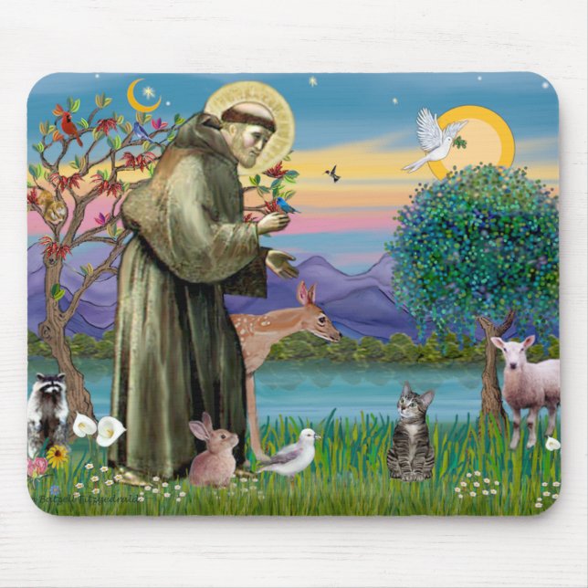 Cat (Tabby 2) - Saint Francis Mouse Pad (Front)