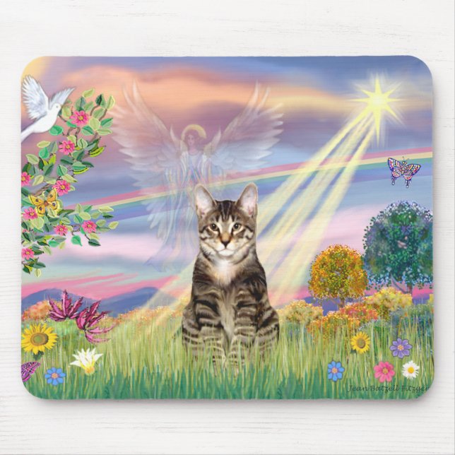 Cat (Tabby) - Cloud Angel Mouse Pad (Front)