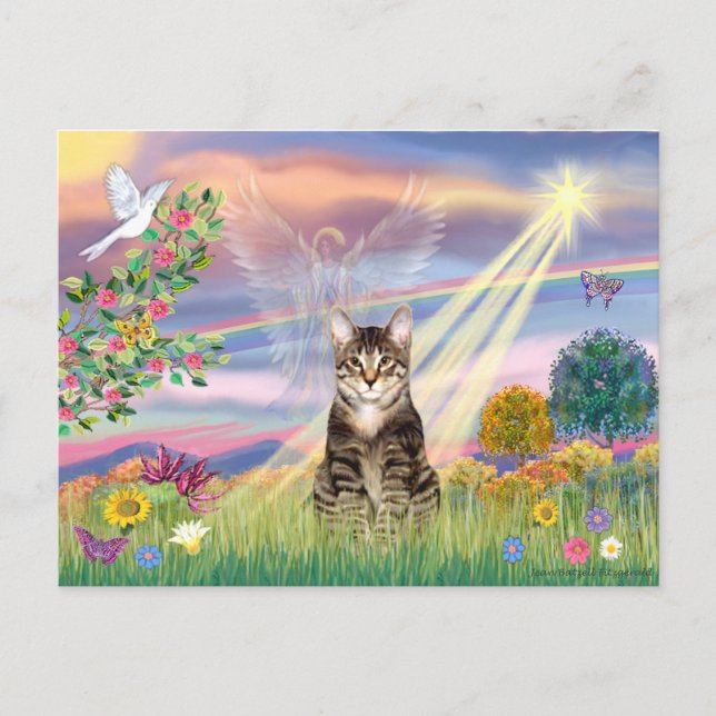 Cat (Tabby) - Cloud Angel Postcard (Front)