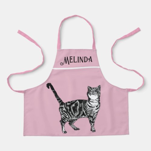 Cat Tabby Pastel Cats Kids Girls Light Pink Apron