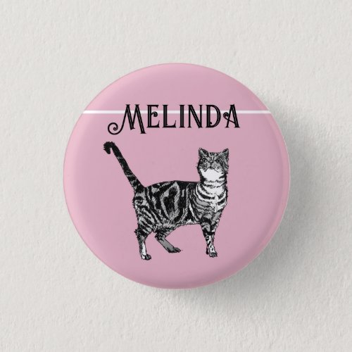Cat Tabby Pastel Cats Kids Girls Light Pink Badge Button