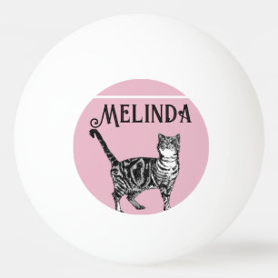 Cat Tabby Pastel Cats Kids Girls Light Pink Ping Pong Ball