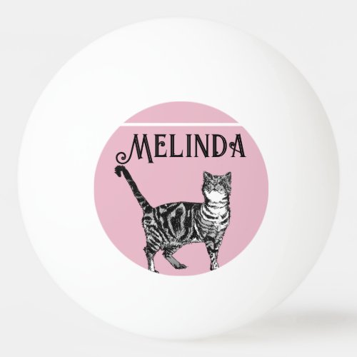 Cat Tabby Pastel Cats Kids Girls Light Pink Ping Pong Ball