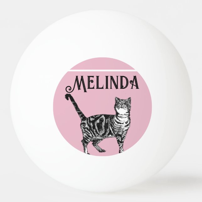 Cat Tabby Pastel Cats Kids Girls Light Pink Ping Pong Ball (Front)