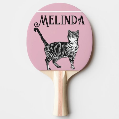Cat Tabby Pastel Cats Kids Girls Light Pink Ping Pong Paddle