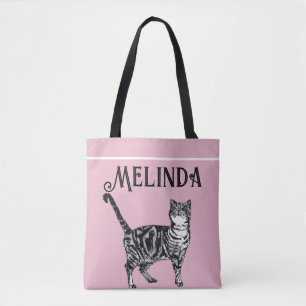 Cat Tabby Pastel Cats Kids Girls Light Pink Tote Bag