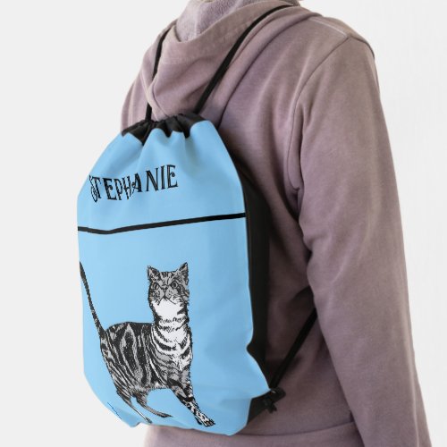 Cat Tabby Pastel Cats Womens Light Blue Backpack