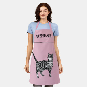 Cat Tabby Pastel Cats Womens Light Pink Apron