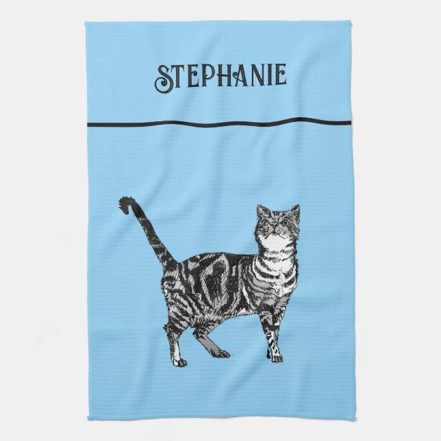 Cat Tabby Pastel Cats Womens Light Pink Kitchen Towel (Vertical)