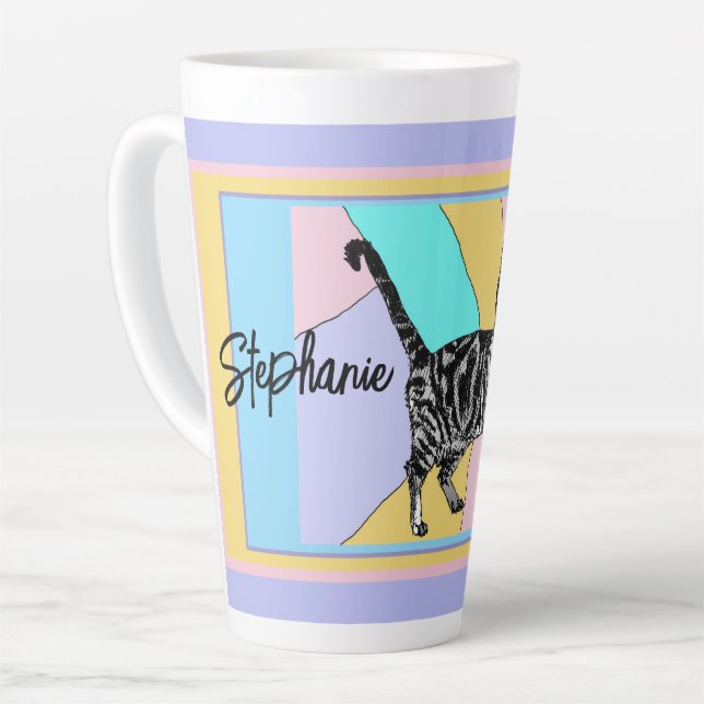 Cat Tabby Pastel Cats Womens Pastel Colors Latte Mug (Left Angle)